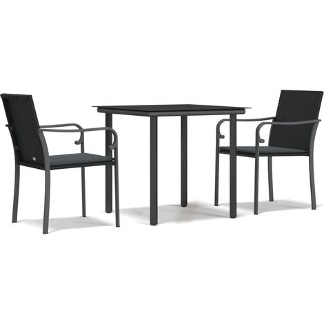 Ensemble à manger de jardin 3 pcs,Salon de jardin coussins résine tressée acier CFW76905 (1/5)