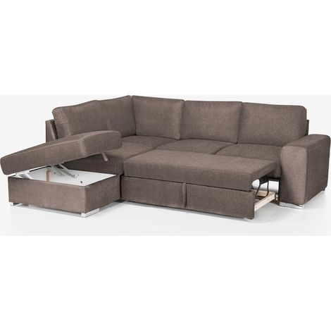 3-Sitzer Schlafsofa mit Bettkasten und linker Chaise Longue Veyro - Taupe (1/5)