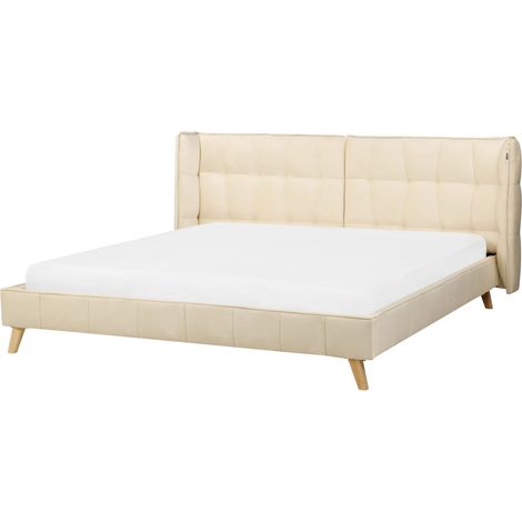 Bed Velvet SENLIS 180 x 200 cm (EU Super King) Beige (1/5)