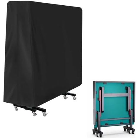 Funda para mesa de ping pong de exterior (165 × 70 × 185 cm), impermeable, Oxford, resistente al desgarro, a los rayos UV y al viento, para exterior e interior, color negro