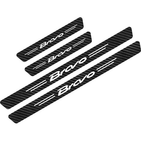 (Noir et blanc,pour BRAVO) 4 autocollants de seuil de porte pour Fiat 500,ARGO,BRAVO,FREEMONT,IDEA,LINEA,PANDA,PUNTO,SEICENTO,SIENA Accessoires auto,autocollant en fibre de carbone (1/3)