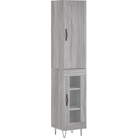 Buffet bahut commode armoire meuble de rangement organisateur cuisine salle de séjour salon haut sonoma 34,5 x 34 x 180 cm bois d'ingénierie gris