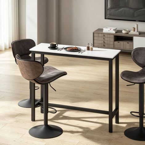 Table de bar 120x40x100 cm en panneaux de bois et acier noir, gain de place pour cuisine FloraGrace (1/5)
