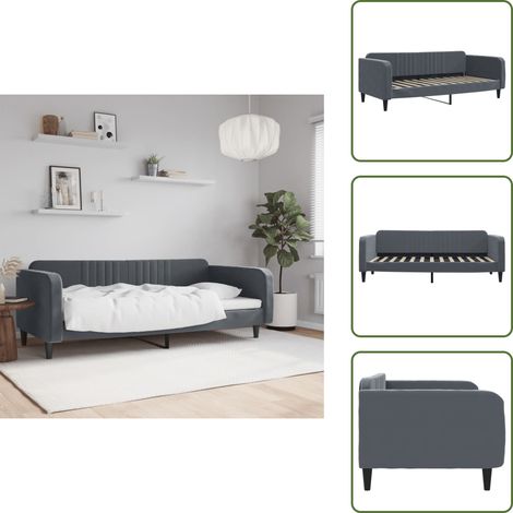 Letto con schienale imbottito - vidaXL Letto da Giorno Grigio Scuro 90x200 cm in Velluto - Letto moderno