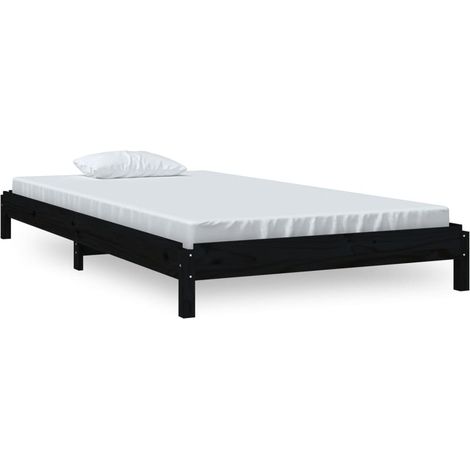 Lit Adulte,Lit empilable Noir 90x200 cm Bois de pin massif CWV43866 (1/5)