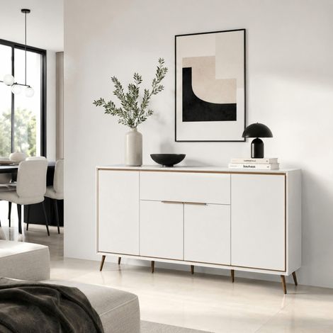 Buffet blanc moderne 4 portes 1 tiroir AVIO (1/5)