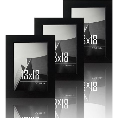 Bilderrahmen 13x18cm Schwarz Holz Fotorahmen 5x7 Zoll MDF Rahmen 3er Set (1/5)