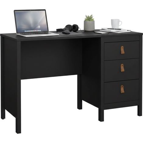 Dmora - Escritorio Marine, Escritorio multiusos, Mesa de oficina para PC, El plan de trabajo, 120x48 h77 cm, Negro