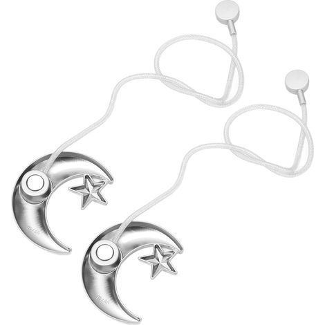 2 Aimants Fixe-rideaux Crochets Magnétiques pour Embrasses de Voilage, Décoration Fenêtre Maison Bureau, Argent (1/5)