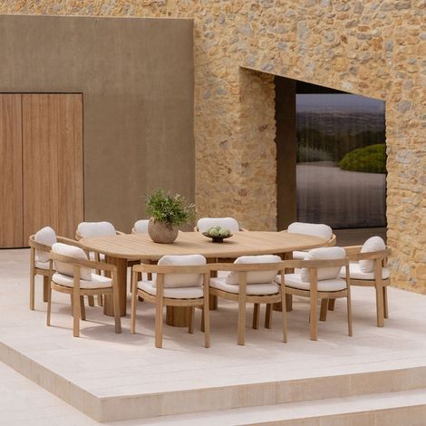 Ensemble de table ovale ↔︎260 cm Ginara et 10 chaises de jardin en bois d'acacia Uleno SKLUM