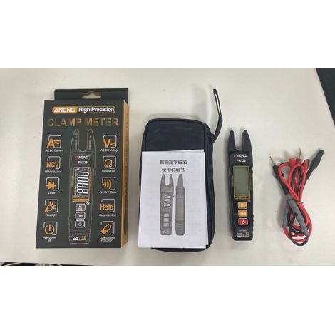 Pince multimètre multimètre 4000 points 100 A Courant DC/AC 600 V Outil de test de résistance de tension Mesure NCV avec rétroéclairage et lampe de poche DC effacé Invite de faible puissance (1/5)