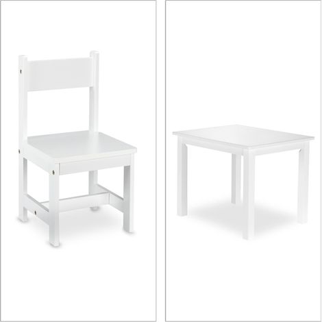 Set di 2 sedie e tavolino basso per bambini moderno altezza gradevole 80 x 60 x 50 cm in MDF bianco 130008167