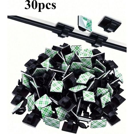 Lot de 30 pinces à câbles auto-adhésives, support organisateur de fils et pinces de câble pour gestion des câbles - Idéal pour la rentrée scolaire (1/5)