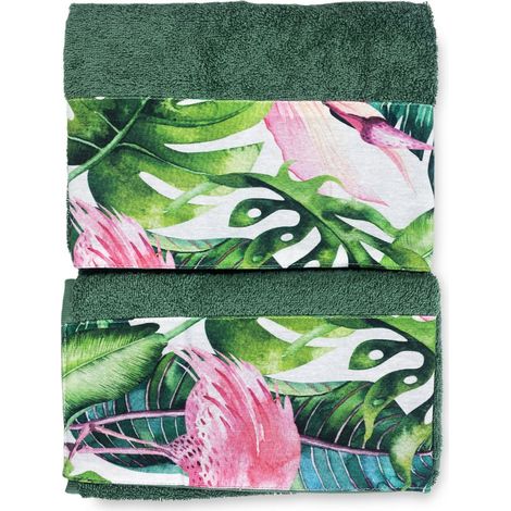 SET asciugamani con bordo FLAMINGO in puro cotone Made in Italy (1/5)
