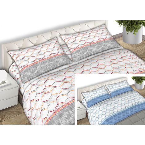 Completo Lenzuola 100% Cotone Made Italy Fantasia Nest C.N., misuraSingolocoloreAzzurro (1/5)