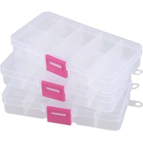 3 pieces 10 compartiments pour composants electroniques Boite de rangement en plastique