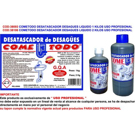 Cometodo déboucheur de canalisations liquide 2 kilos usage professionnel