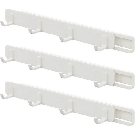 Lot de 3 crochets coulissants avec rail coulissant, crochets rétractables pour penderie, crochets de cuisine, crochets gain de place pour armoire ou autres rangements. (1/3)