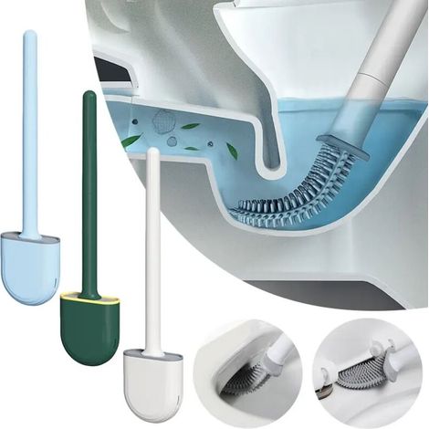 Silicone toilet brush with holder and leak-proof base for bathroom - AquaForge (1/5)