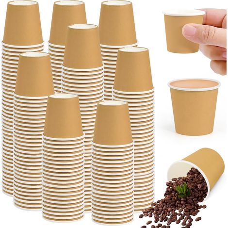 Paquete de 400 vasos de degustación de papel kraft marrón, 30 ml, vasos ecológicos de pulpa de madera para fiestas, bodas y eventos. (1/5)