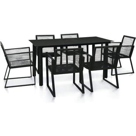 Set da Pranzo da Giardino 7 pz in Rattan PVC Nero vidaXL (1/5)
