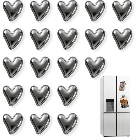 20 Piezas Imanes de Nevera en Forma de Corazón Negros, Imanes Potentes y Decorativos para Nevera, Pizarra Magnética y Oficina, Pequeños Imanes para Fotos y Notas, Decoración del Hogar (1/5)