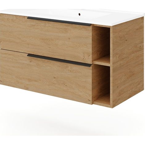 Base sospesa mobile bagno 100 cm LOFT Noce Scuro (1/2)