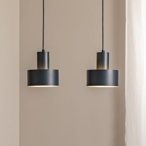 Suspension industrielle double graphite 42cm, 2xE27
