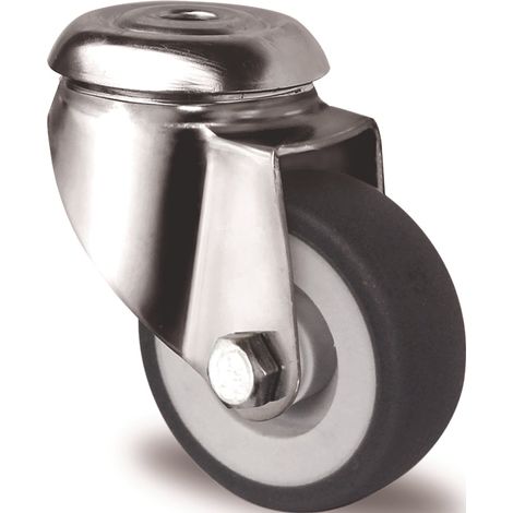 Roulette D.50mm Chg.50kg Trou arrière PP Palier lisse VA TPE gris TECWERK (1/2)