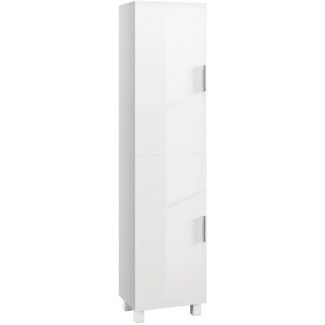 royaluxe -Armoire salle de bain haute meuble de rangement colonne 2 portes et étagères réglables 40 x 30 x 167.5 cm blanc (1/5)