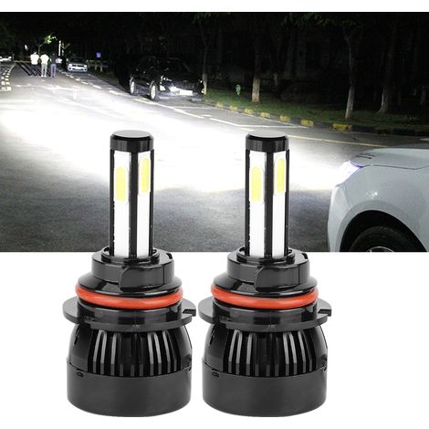 2x 9004 COB LED-Autoscheinwerfer 80W 6000K Weiß 4 Seitenleuchten mit Kühlventilator (1/5)
