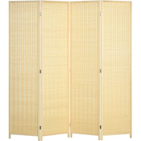Paravento pieghevole in bambù naturale, 4 pannelli, 180 x 180 cm – Separatore d’ambiente elegante per salotto, ufficio o camera da letto, ideale per separazione visiva e zonizzazione interna, stile de