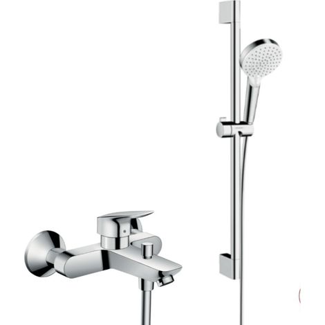 Hansgrohe – Ensemble douche 2 jets avec mitigeur bain douche – Finition chrome – Entraxe 150mm – Débit 20 l/min – Quick Clean pour nettoyage facile