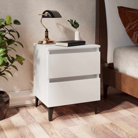 Table de chevet-Table de nuit blanc 40x35x50 cm bois d’ingénierie 233501 (1/5)
