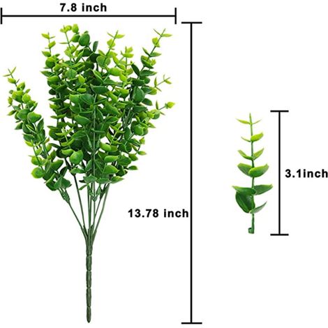 12 artificial green plant bouquets with seven pointed leaves and plastic eucalyptus flowers