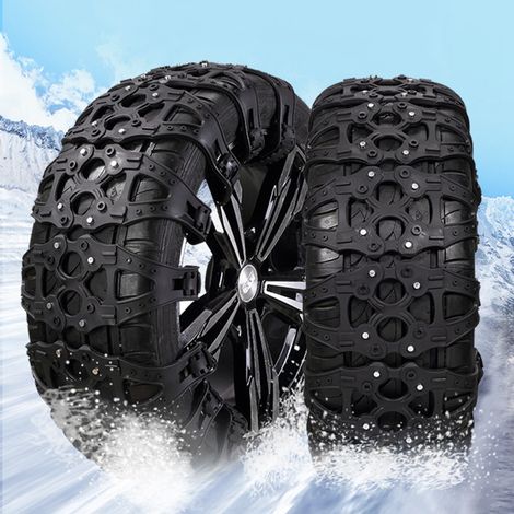 Set de 6 chaînes à neige universelles pour voitures, antidérapantes et réglables, urgence sur verglas, boue, sable et routes enneigées. (1/5)