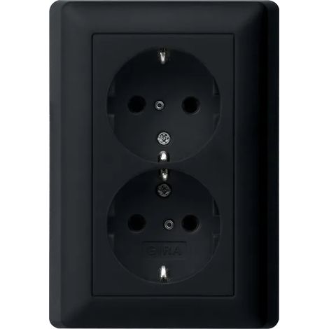 Gira Presa SCHUKO 2f. PS + Piastra System 55 Nero m [0783005], 0783 005