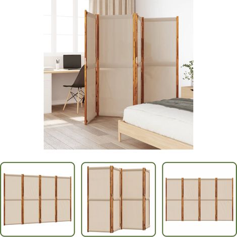 Cloison bois - Cloison de séparation 4 panneaux taupe 280x180 cm (1/5)