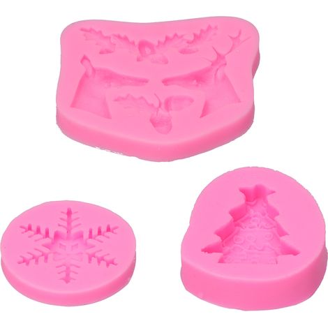 Antihaftbeschichtete Weihnachtsfondantformen, hitzebeständig, aus flexiblem Silikon. (1/5)