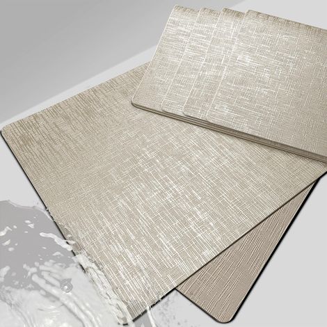 Lot de 6 sets de table en cuir avec aspect métallique brillant - Antidérapants - Lavables - Résistants à la chaleur - Découpables - En plastique - Pour l'extérieur (1/5)