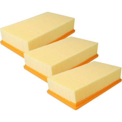 Filtre Plissé - Lot de 3 - Jaune - Classe F7 - Pour Aspirateur Sec Et Humide Hilti VC-20 VC-40 (1/5)