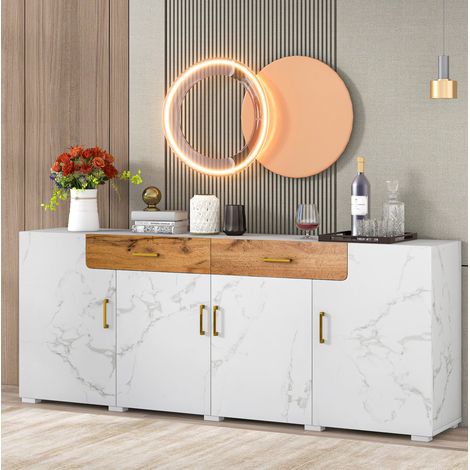 MEUBLIV Mueble TV 208 x 39,5 x 80 cm blanco – 4 puertas, 2 cajones (1/5)