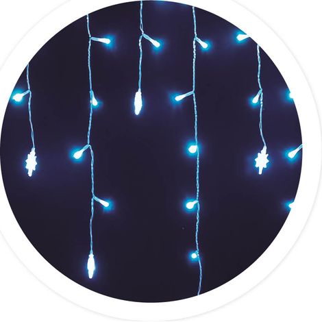 LED-Vorhang mit Sternen 2,3 m x 4 Höhen, 8 Funktionen, kaltes Licht