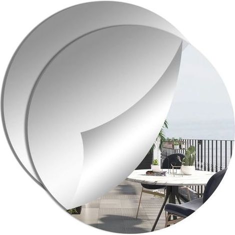 Lot de 2 Petits Miroirs Rond, Decoration Murale Autocollant Acrylique HD Antidéflagrant, pour Chambre à Coucher, Salle de Bain, Salon (Rond 20cm) (1/5)