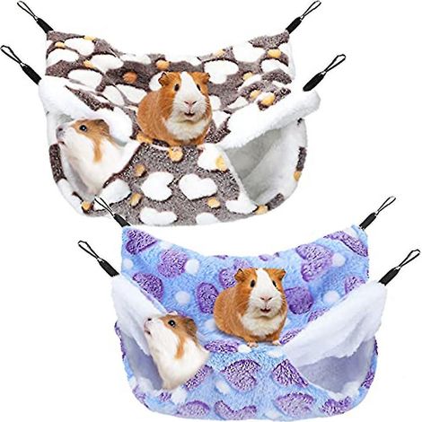 2-teilige Hängematte für Meerschweinchen, Ratten, Frettchen, Spielzeug und Bett für Kleintiere S--