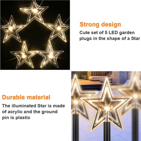 Randaco 5x Estrellas luminosas, luces de cuerda para exteriores, luces de cuerda decorativas, decoraciones navideñas, luz de colores (1/4)