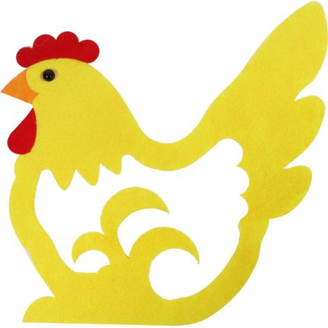 Ciondolo in feltro giallo - Gallina decorativa di Pasqua (1/2)