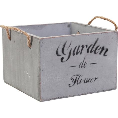 Mini-Gartenblumentopf aus Holz mit Seilgriffen (1/5)