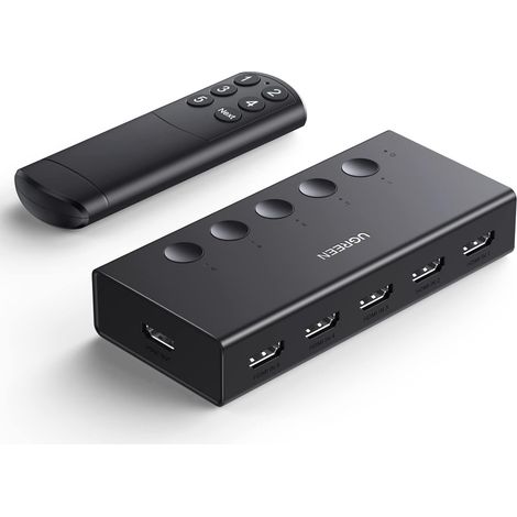 HDMI Switch 4K 60Hz 5 Entrées 1 Sortie Commutateur HDMI 3D HDR CEC avec Télécommande IR Compatible avec 5 4 2 Xbox One 360 TV Stick Box Lecteur DVD Projecteur (1/5)
