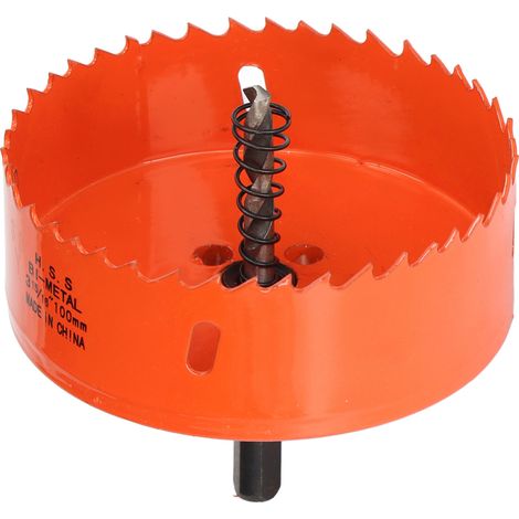 Scie cloche bimétallique HSS avec mandrin renforcé pour panneaux Cornhole, bois, PVC, métal - accessoire perceuse, 100 mm (3 15/16 po) (1/5)